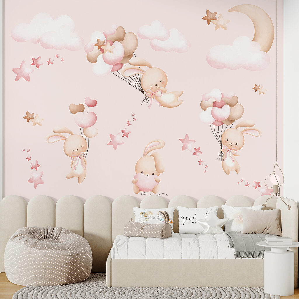 Konijntjes met roze ballonnen — interieur 2