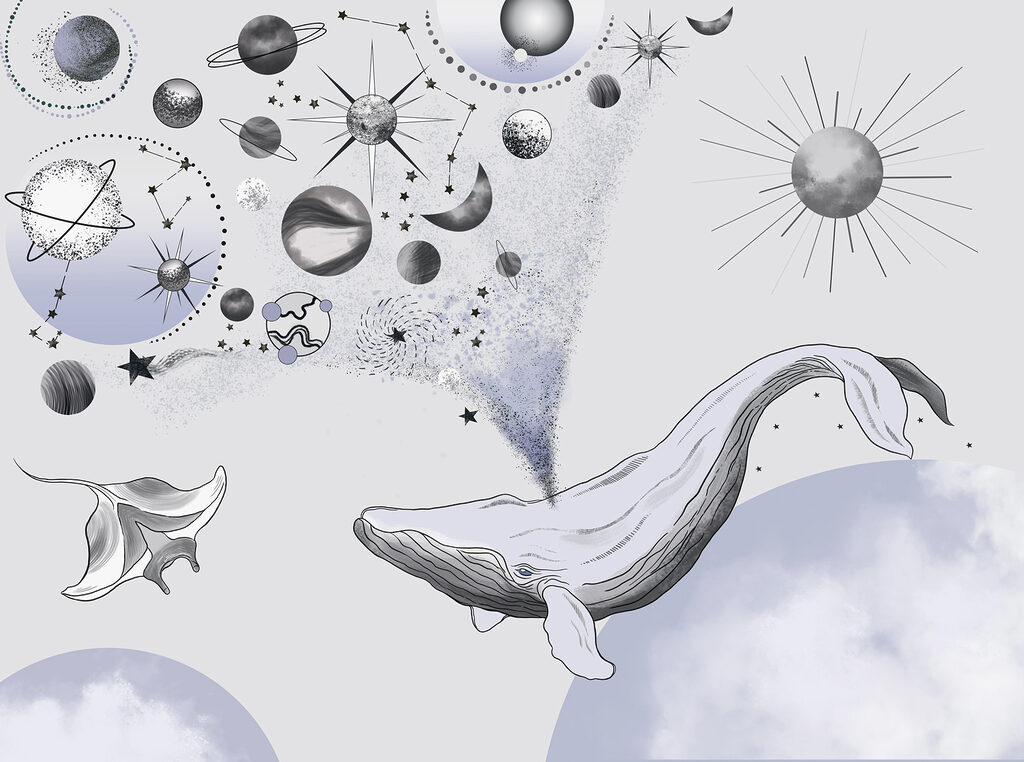 Walvis onder hangende planeten — volledig ontwerp