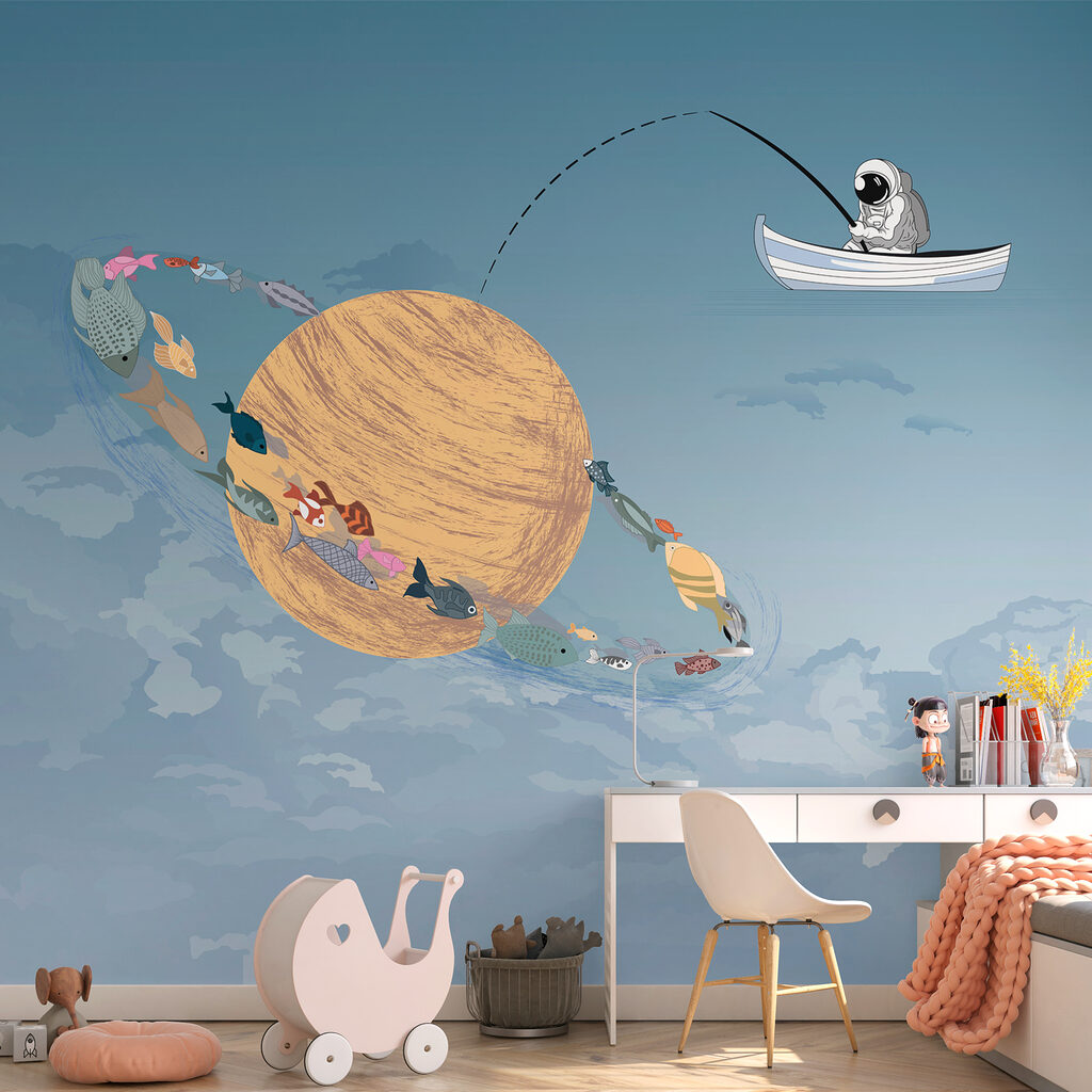 Astronaut vist naar planeten — interieur 1