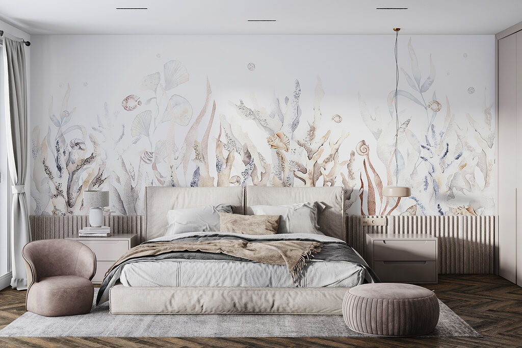Bleke koralen op wit — interieur 1