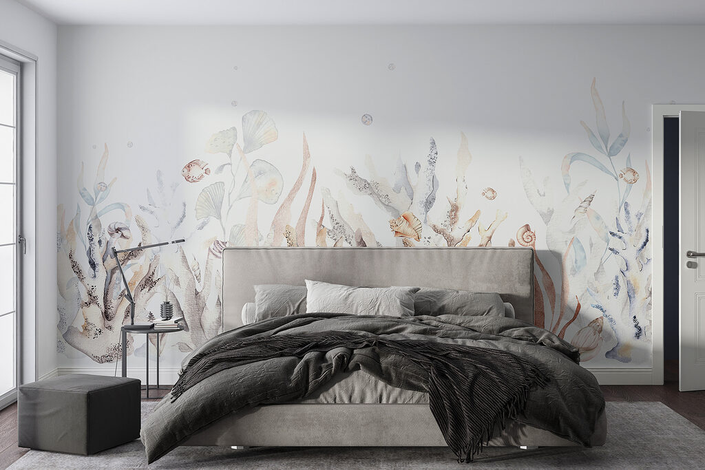Bleke koralen op wit — interieur 2