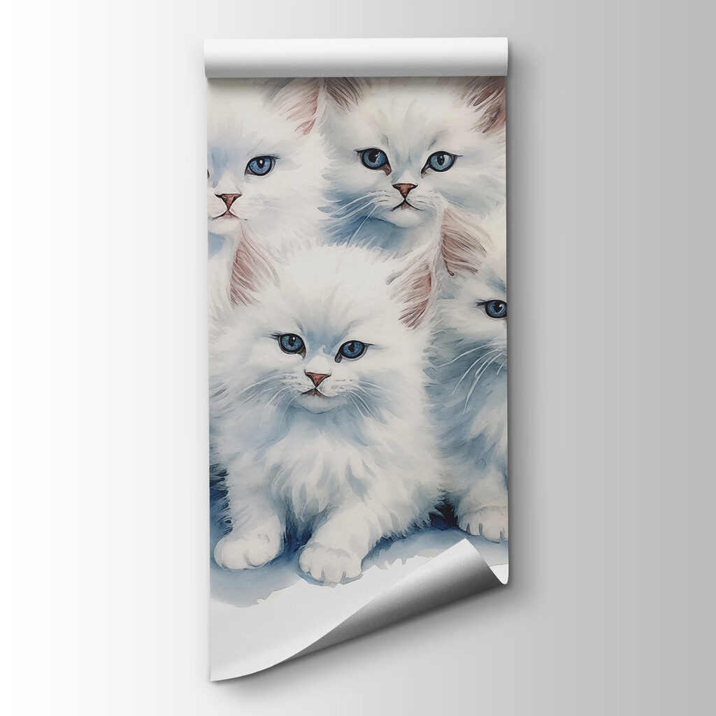 Drie witte katjes samen — productweergave
