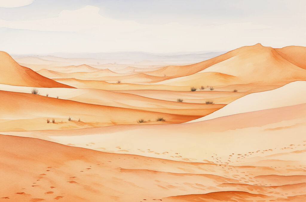 Een woestijnlandschap met zandduinen — volledig ontwerp
