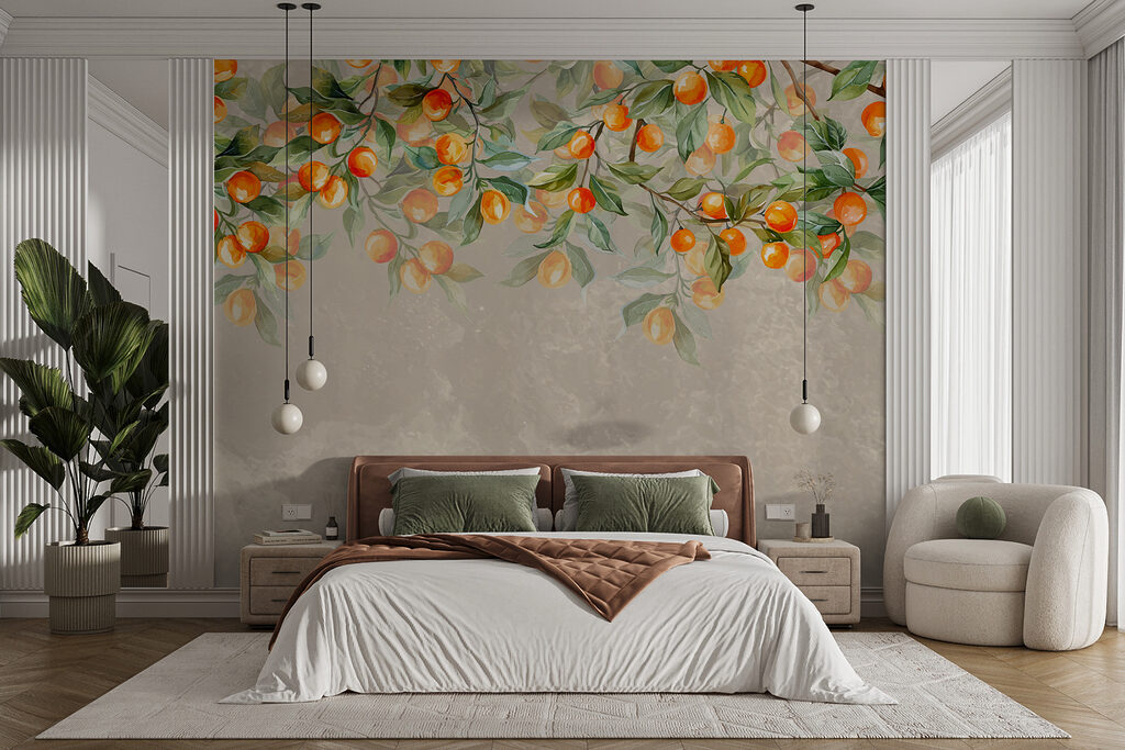 Sinaasappeltakken boven verweerd taupe — interieur 1