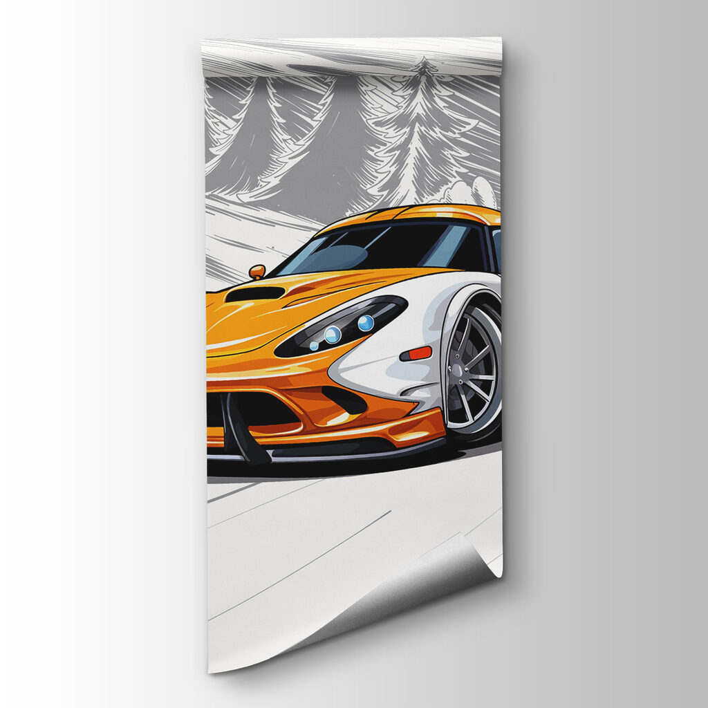 Oranje sportauto in bocht — productweergave