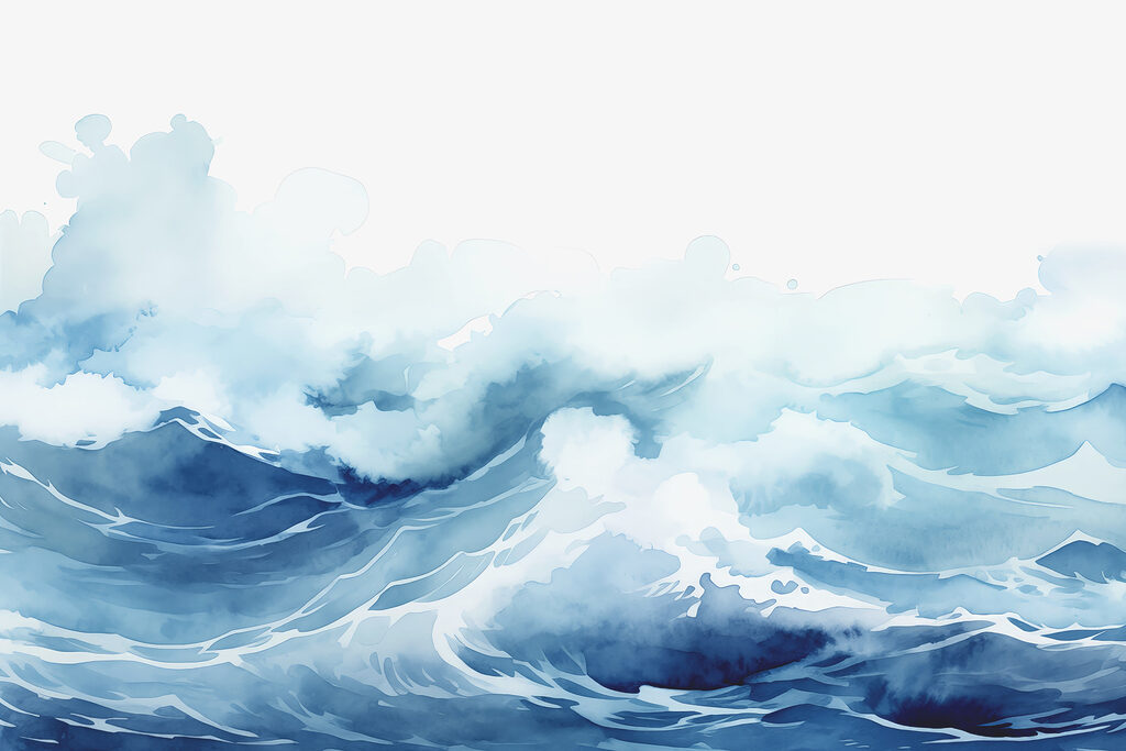 Blauwe golven in waterverf — volledig ontwerp
