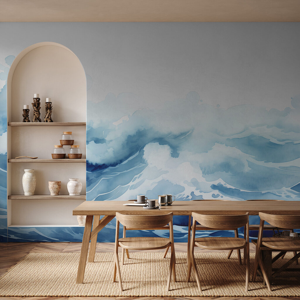 Blauwe golven in waterverf — interieur 2