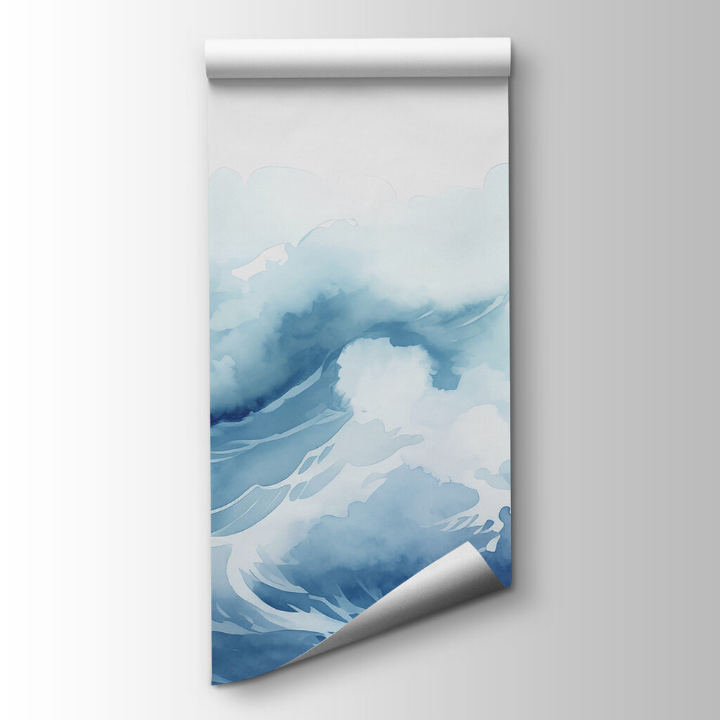 Blauwe golven in waterverf — productweergave