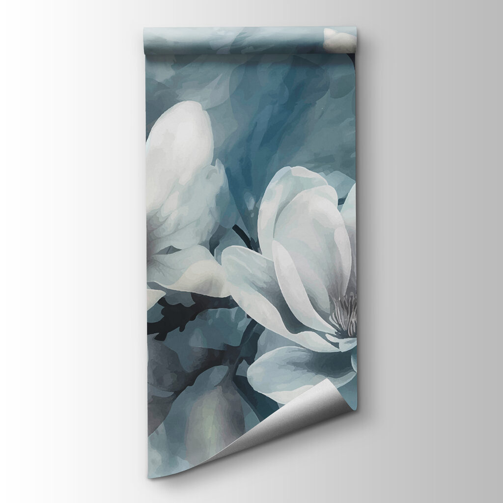 Witte magnolia op blauwtinten — productweergave
