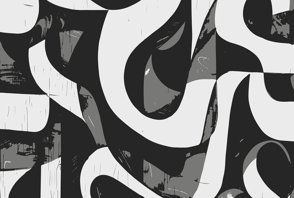 Zwartwit in grove verfvlakken — volledig ontwerp