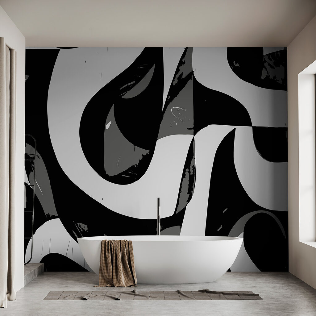 Zwartwit in grove verfvlakken — interieur 3
