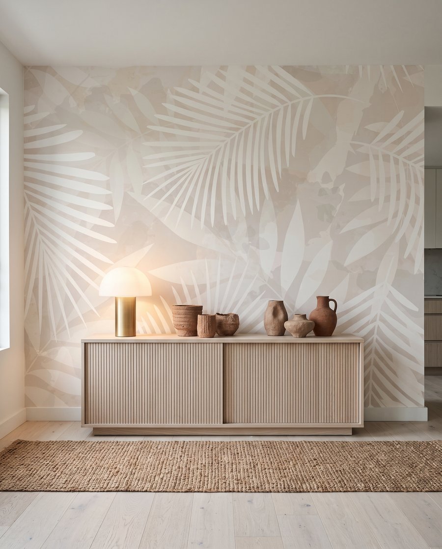 Palmveren in bijna wit in een interieur