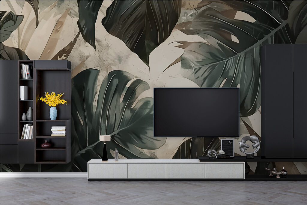 Grote bladeren op roomwit — interieur 2
