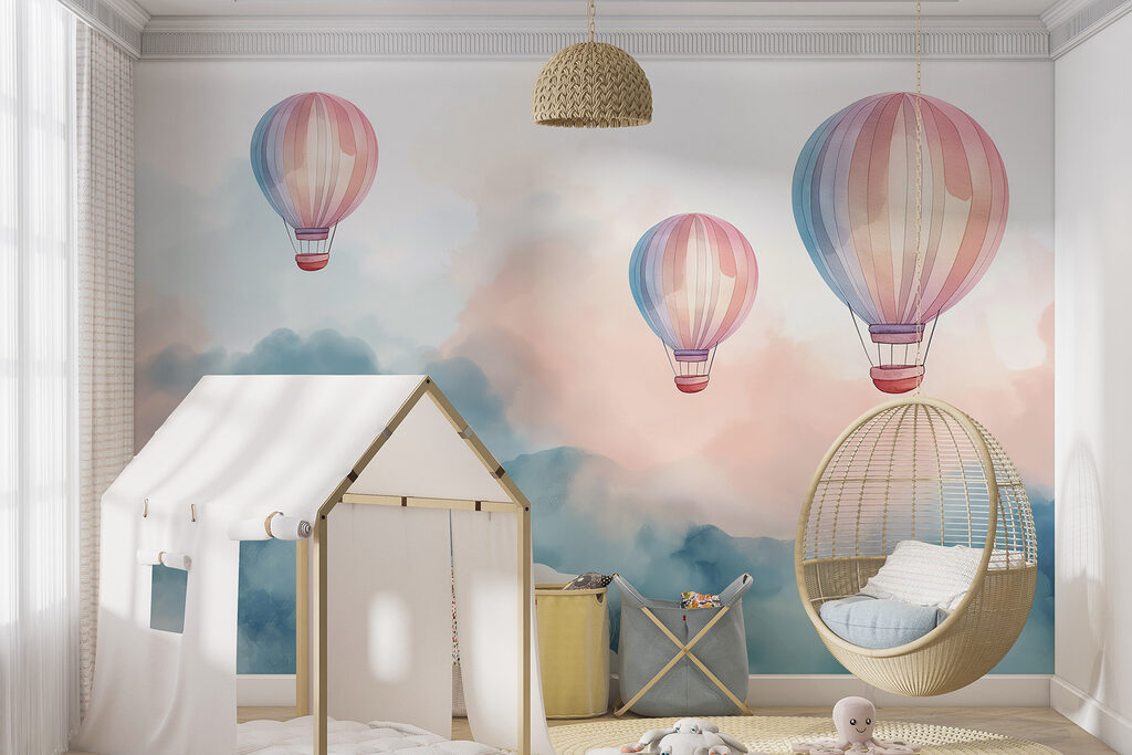 Drie ballonnen boven wolken — interieur 2