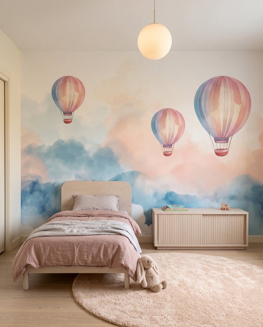 Drie ballonnen boven wolken — interieur 2