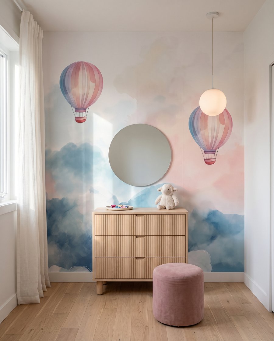Drie ballonnen boven wolken — interieur 5