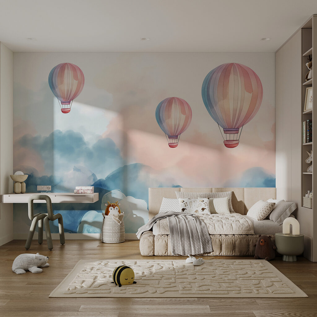 Drie ballonnen boven wolken — interieur 3
