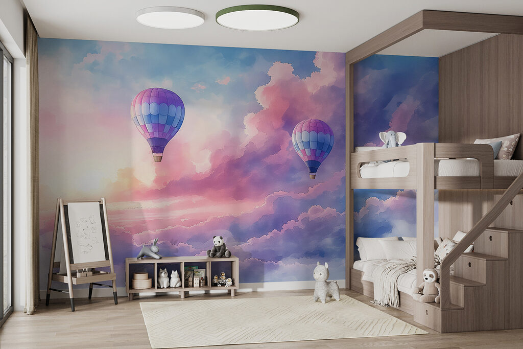 Ballonnen boven roze avondwolken — interieur 2