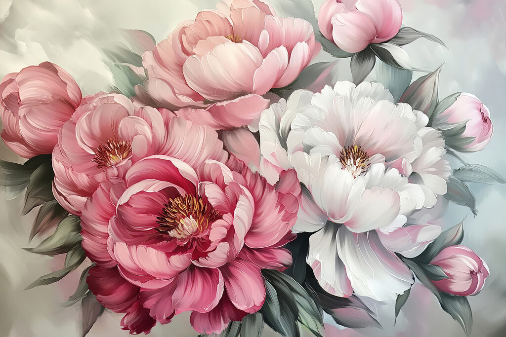 Volle roze pioenen — volledig ontwerp