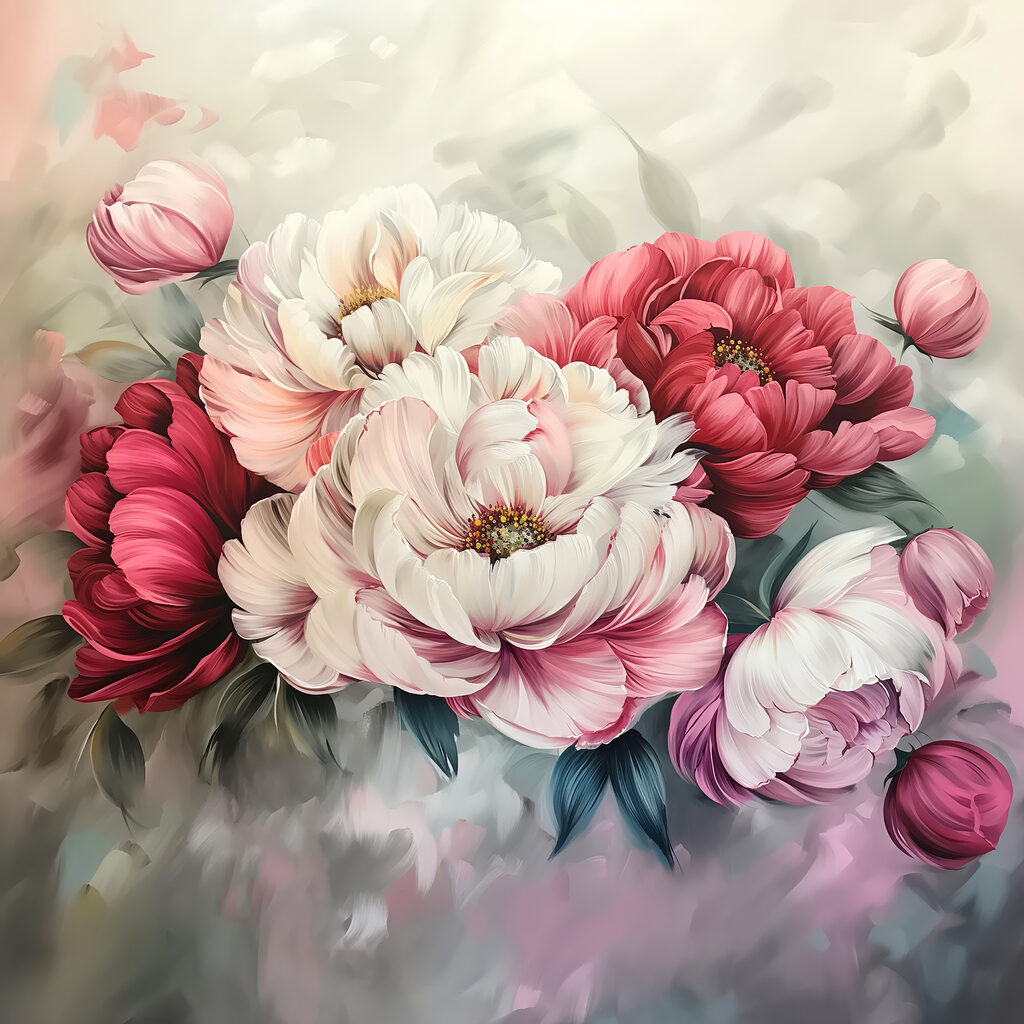 Schilderij van bloemen op een oppervlak — volledig ontwerp