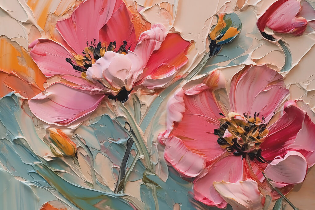Koraalroze bloemen vol kleur — volledig ontwerp