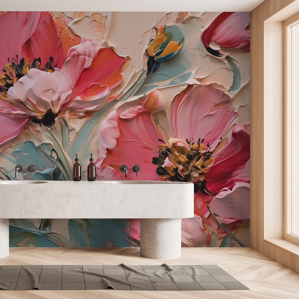 Koraalroze bloemen vol kleur — interieur 2