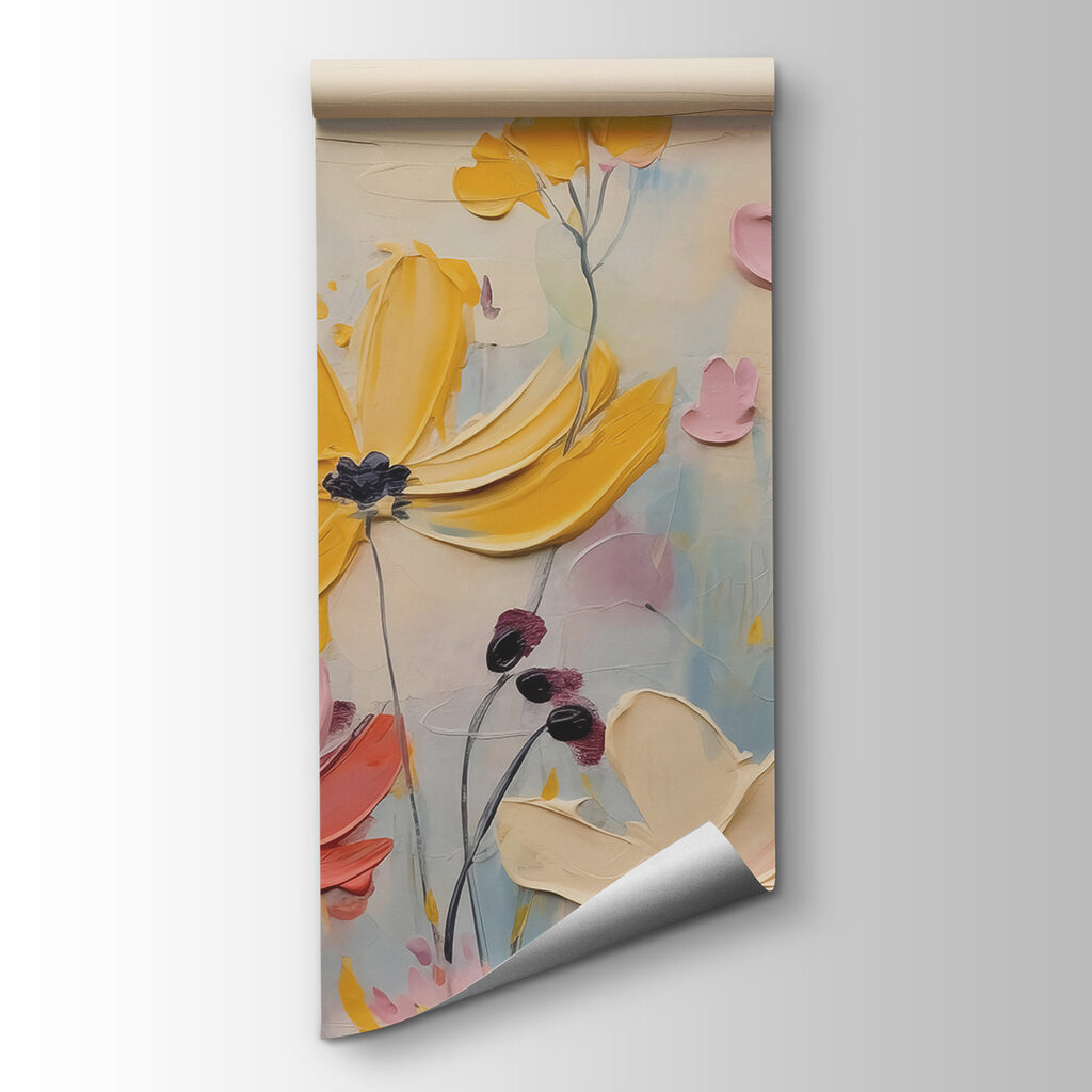 Bloemen in gele penseellagen — productweergave