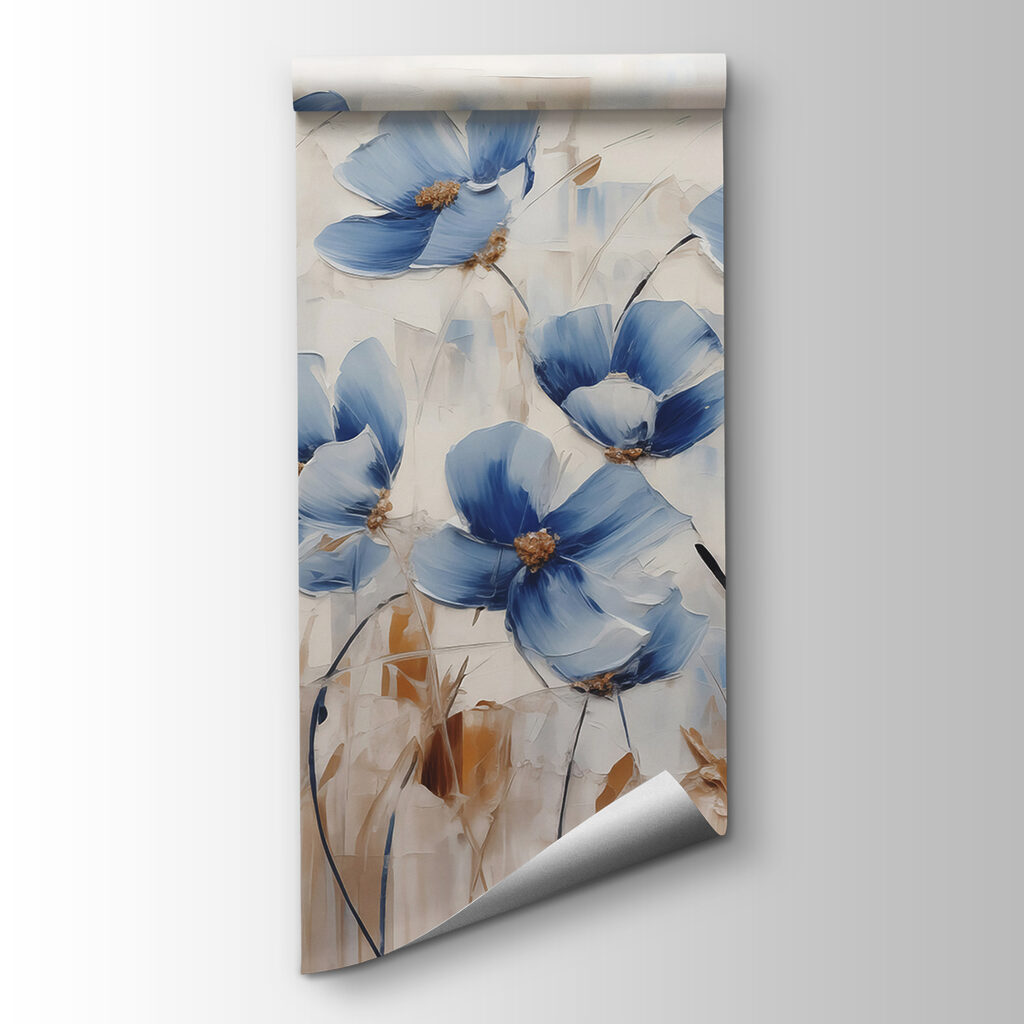Blauwe bloemen langs koren — productweergave