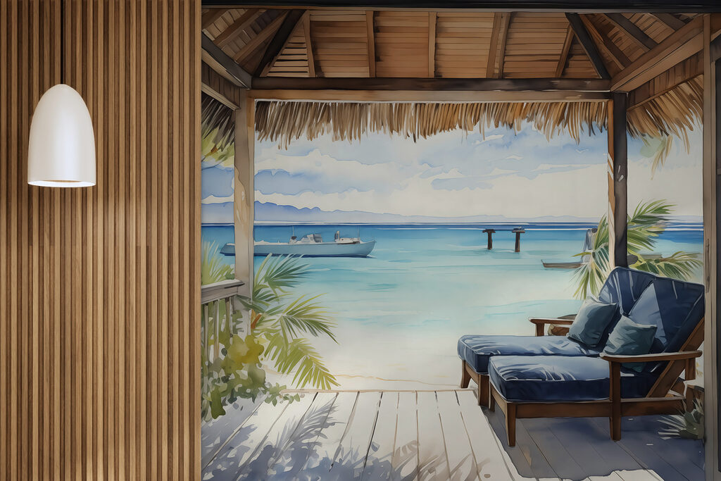 Veranda aan turquoise water — interieur 2