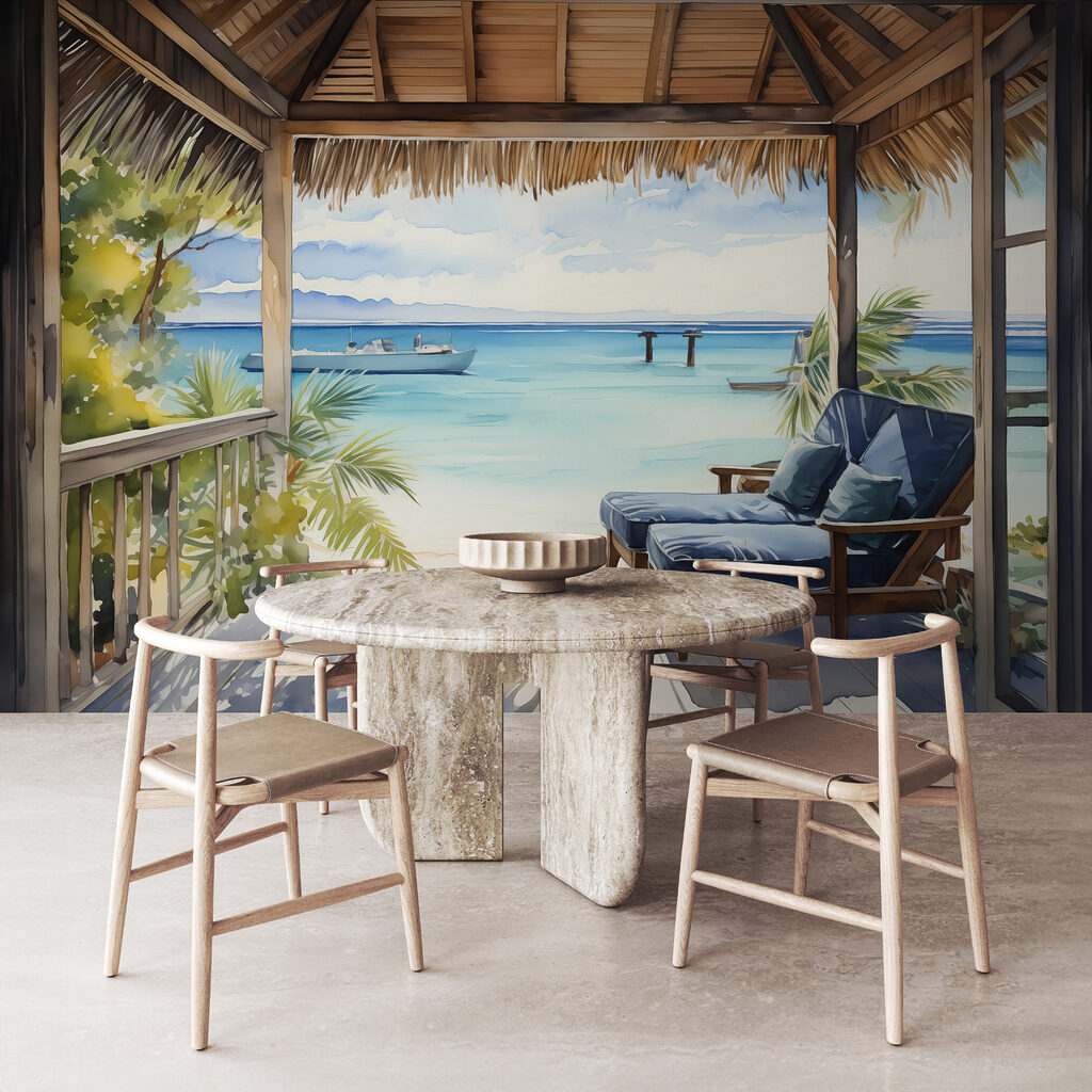 Veranda aan turquoise water — interieur 1