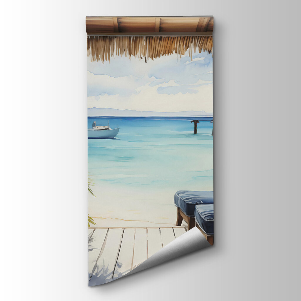 Veranda aan turquoise water — productweergave