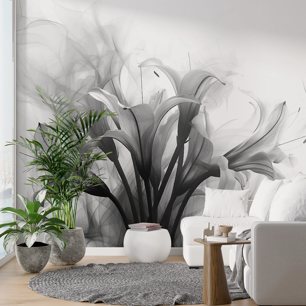 Lelies in grijze rooklijnen — interieur 3