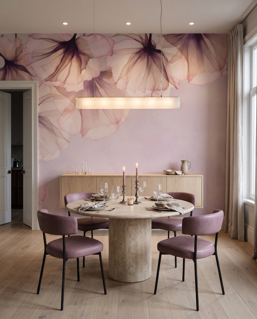 Bloemsluiers langs een bovenhoek in een interieur