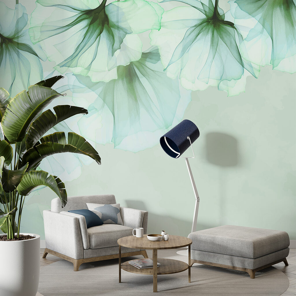 Bloemsluiers langs een bovenhoek — interieur 1