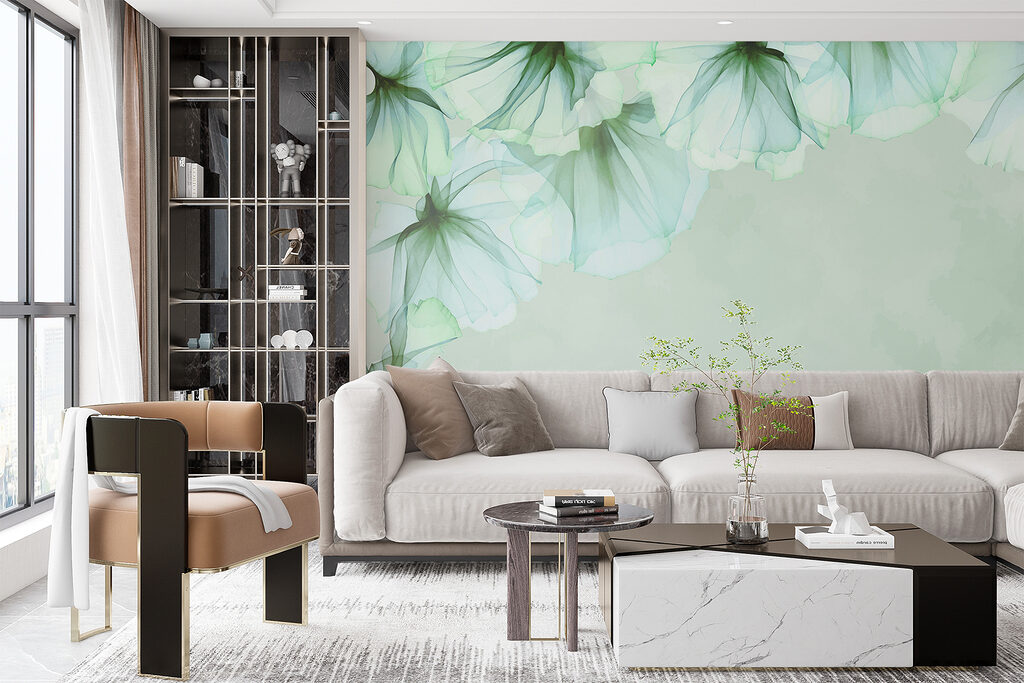 Bloemsluiers langs een bovenhoek — interieur 2