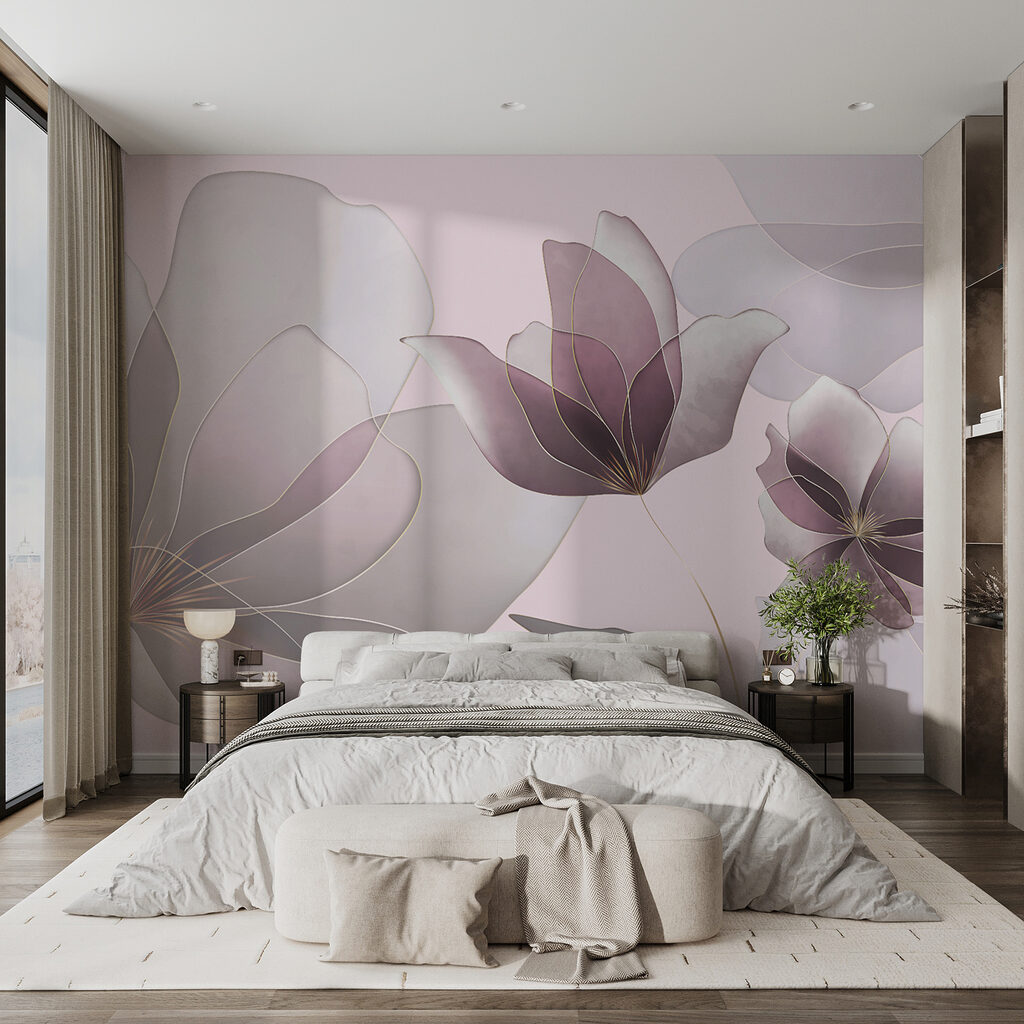 Transparante bloemen in lilatinten — interieur 1