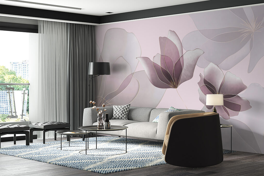 Transparante bloemen in lilatinten — interieur 2