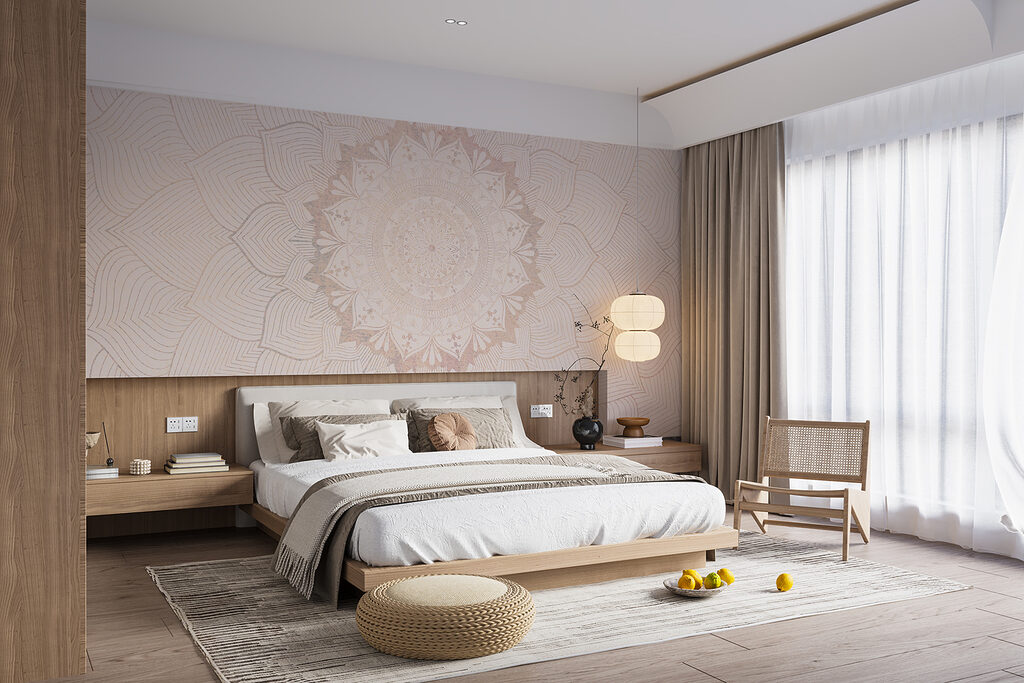 Fijne mandala op rozebeige — interieur 1