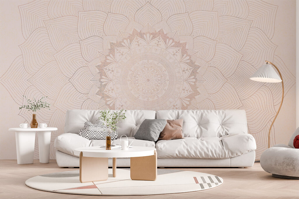 Fijne mandala op rozebeige — interieur 2