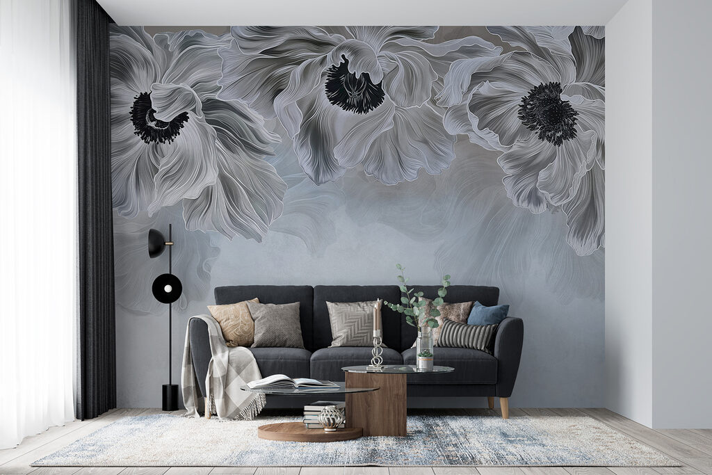 Donkere bloemharten boven kleurwaas — interieur 2