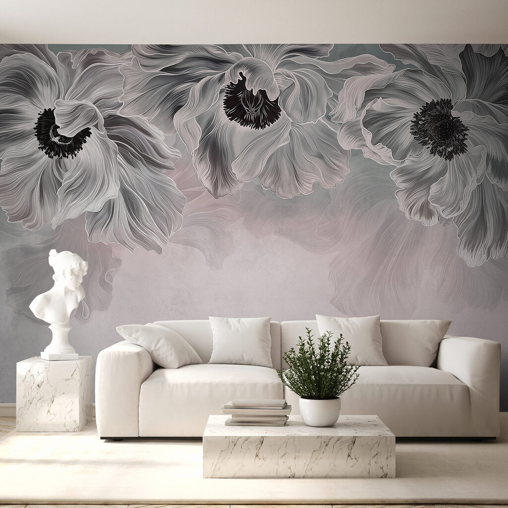 Donkere bloemharten boven kleurwaas — interieur 2