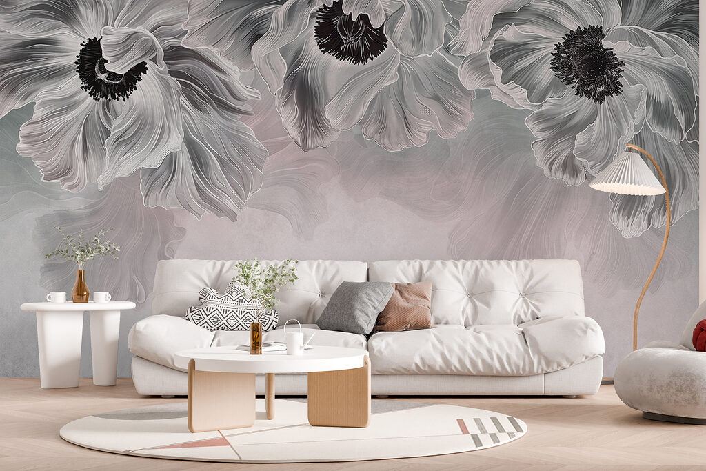 Donkere bloemharten boven kleurwaas — interieur 3