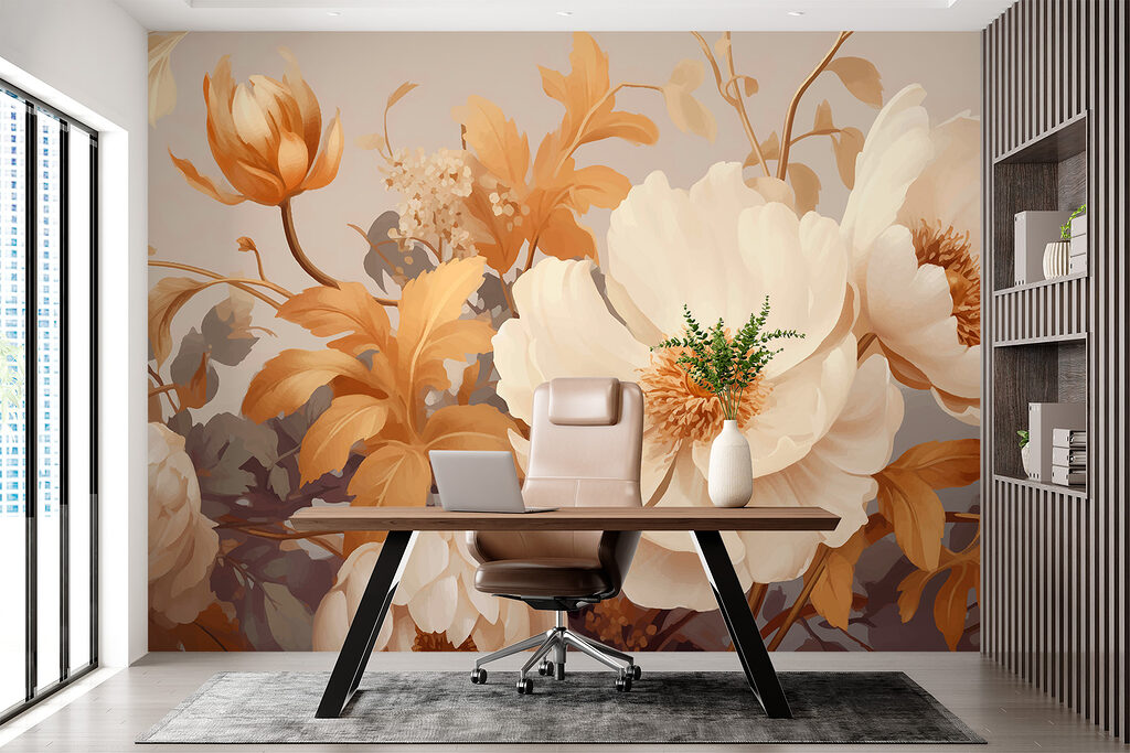 Grote bloemen tussen okerbladeren — interieur 3
