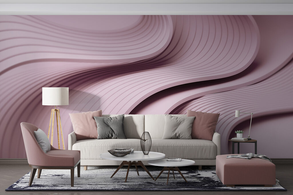 Roze en witte golvende lijnen — interieur 1