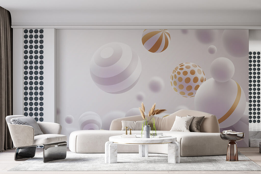 Witte bollen met goudstrepen — interieur 1