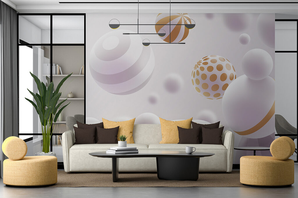 Witte bollen met goudstrepen — interieur 6