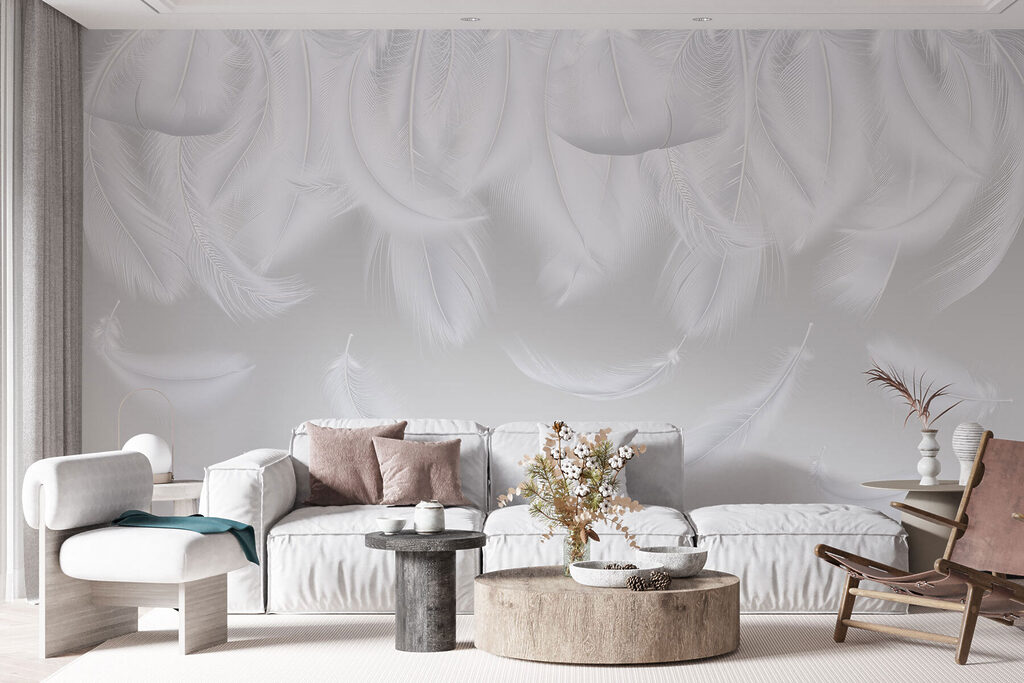 Zwevende witte veren — interieur 3