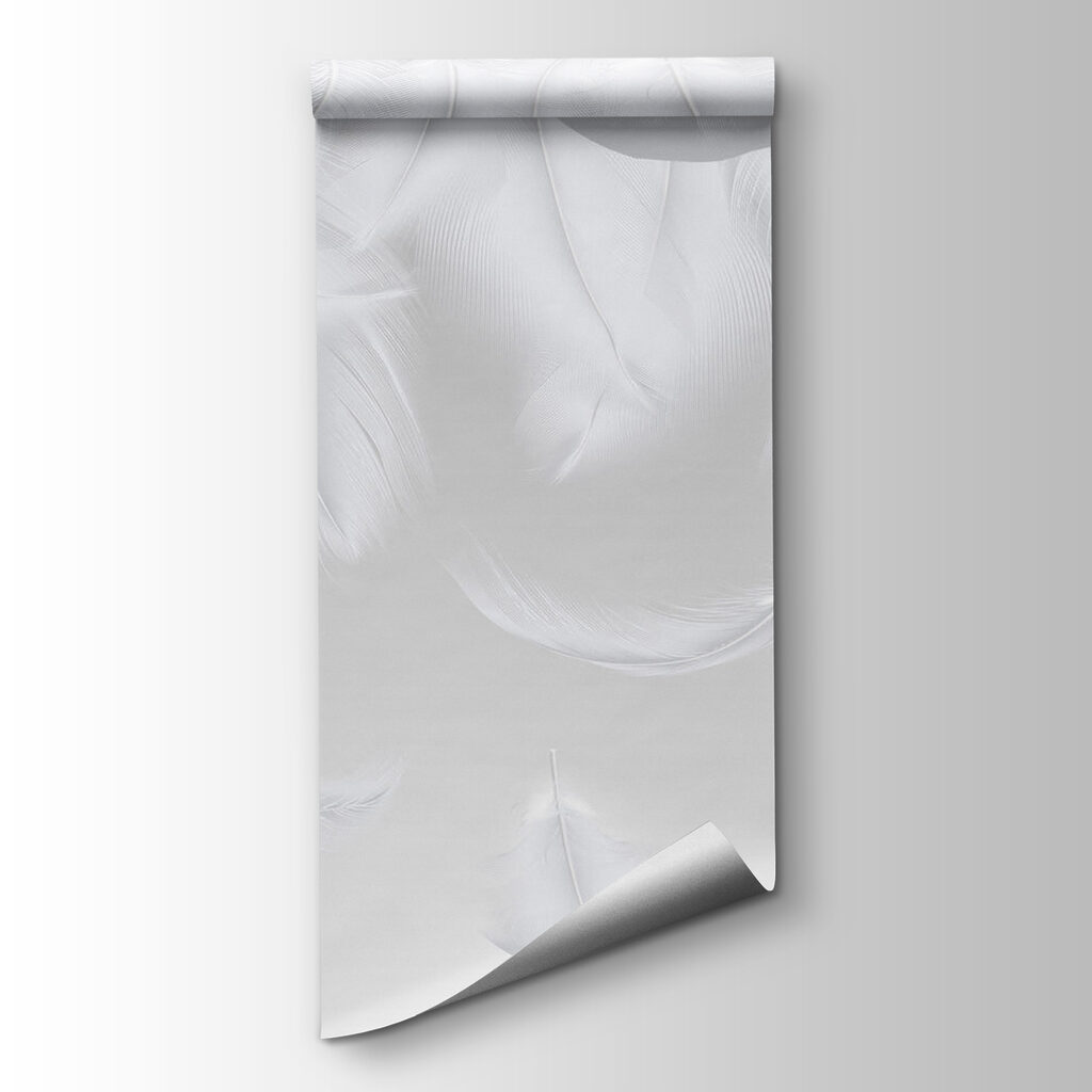 Zwevende witte veren — productweergave