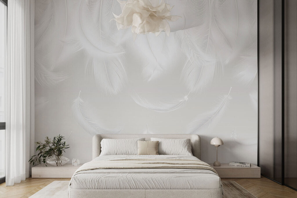 Witte veren dalen zacht — interieur 2