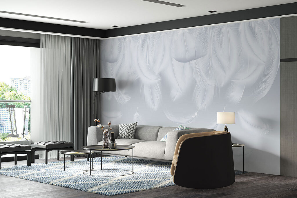 Witte veren dalen zacht — interieur 1